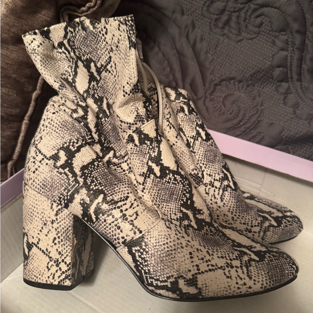 Madden Girl Rally Snakeskin Booties